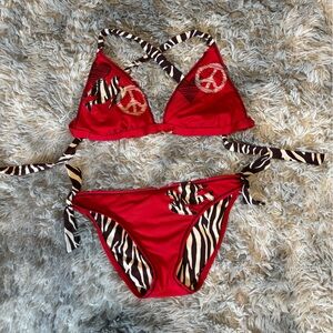 “Vintage” Lucky Brand Red and Zebra Print Bikini